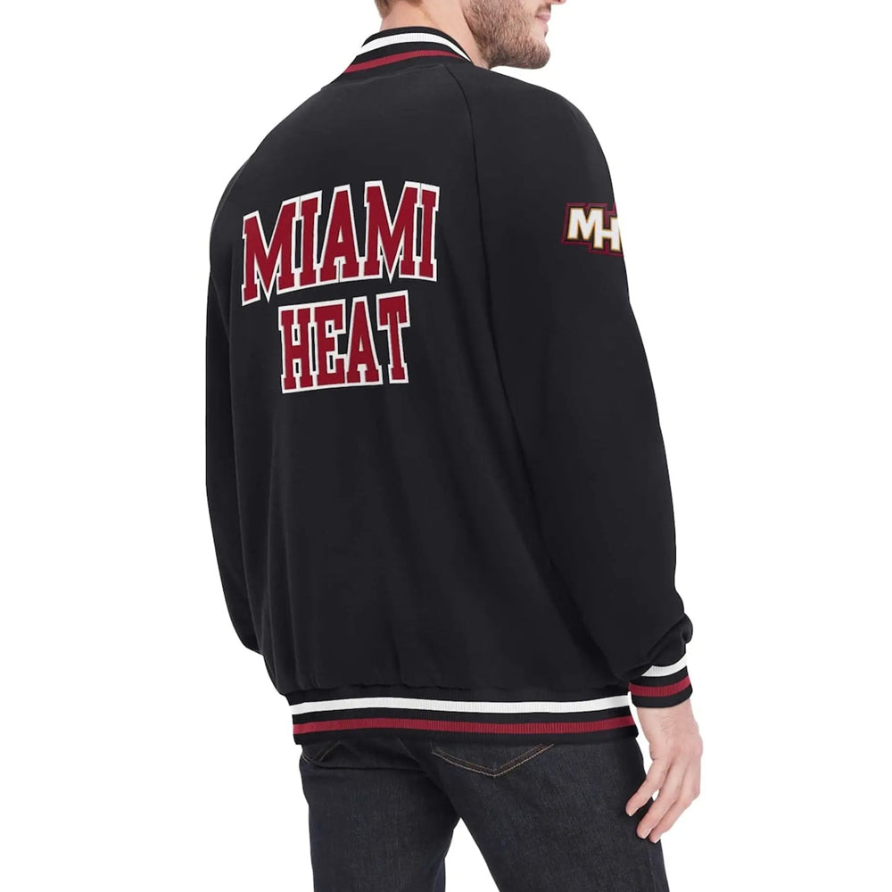 Men's Tommy Jeans Black Miami Heat Dane Raglan Full-Snap Varsity Jacket