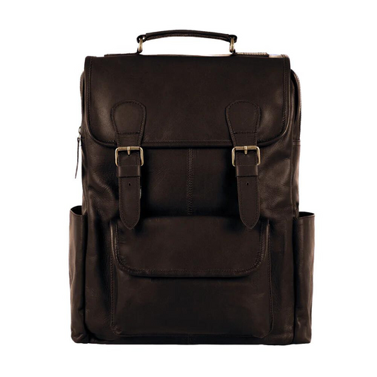 Square Brown Leather Backpack