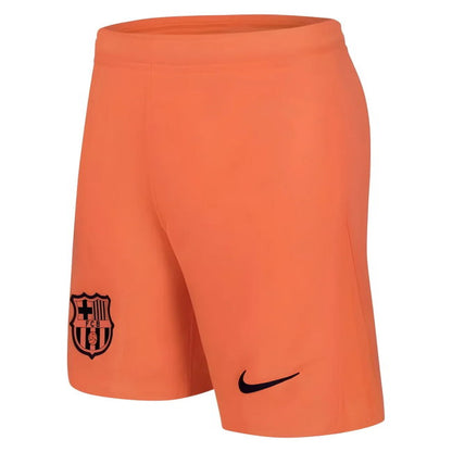 Orange shorts with a logo on a white background