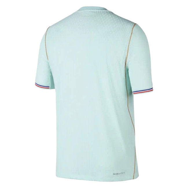 Light blue sports jersey with brand logo on a white background