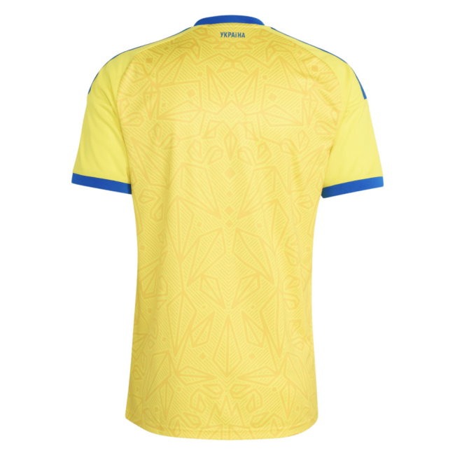 Yellow sports jersey with blue accents on a white background