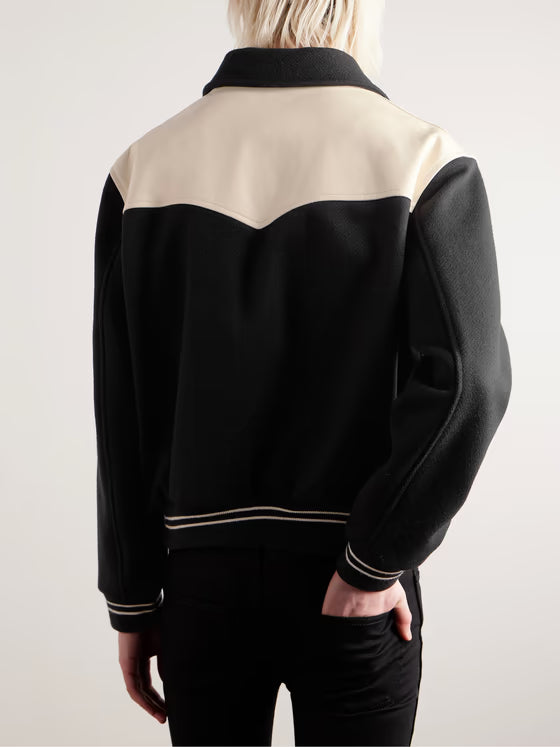 Wool Blend & Leather Varsity Jacket