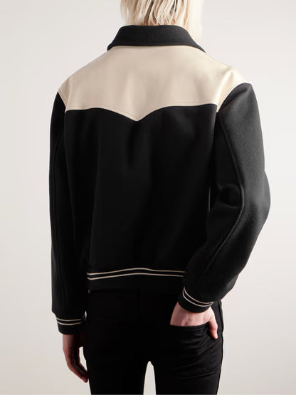 Wool Blend & Leather Varsity Jacket