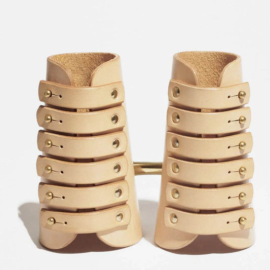 Gauntlet leather wrist cuffs in natural finish