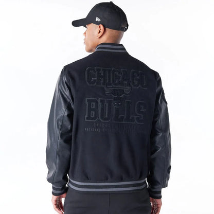 Chicago Bulls NBA Patch Black and Red Varsity Jacket