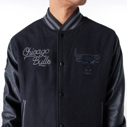 Chicago Bulls NBA Patch Black and Red Varsity Jacket