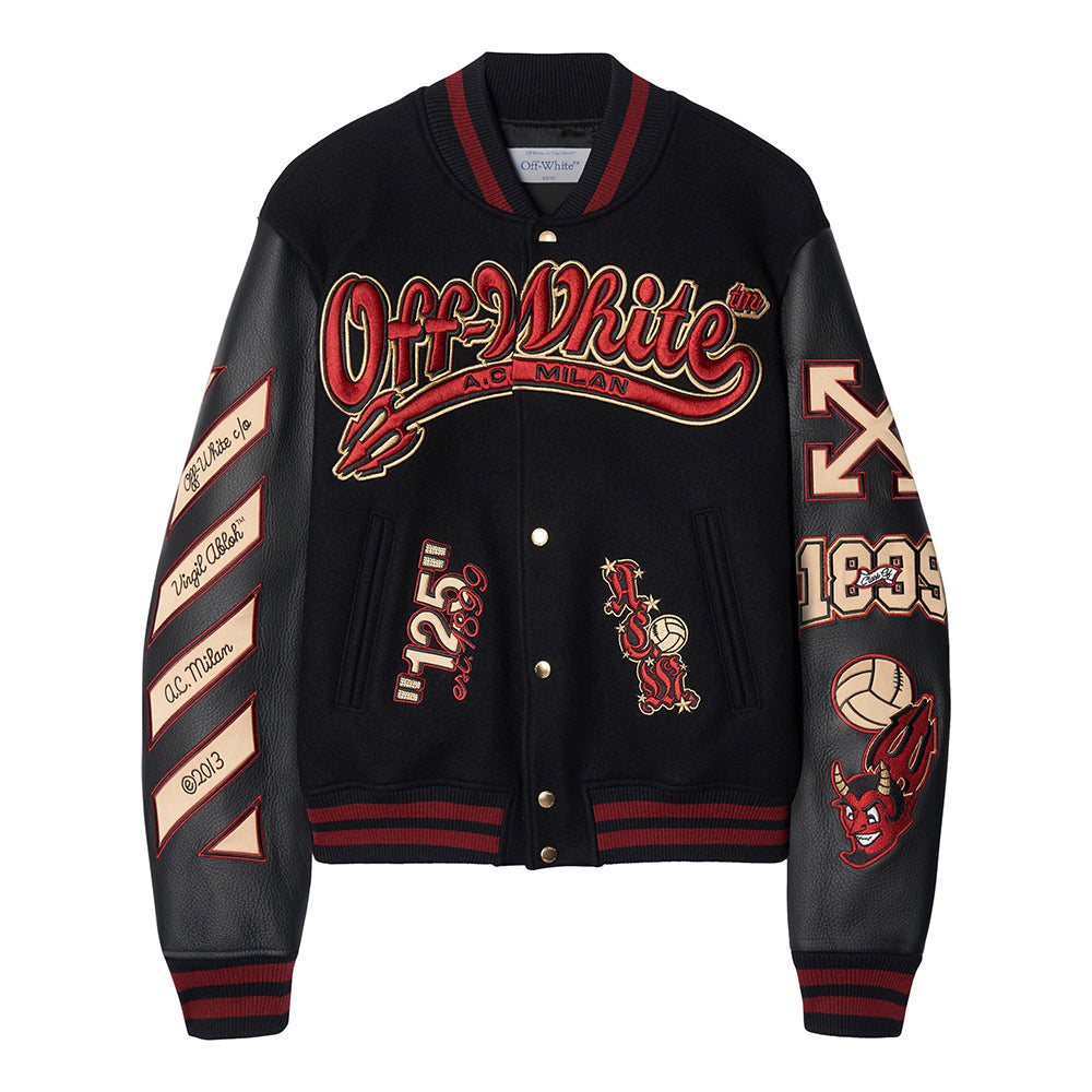 Stars Wool Blend & Leather Varsity Jacket