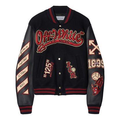 Stars Wool Blend & Leather Varsity Jacket