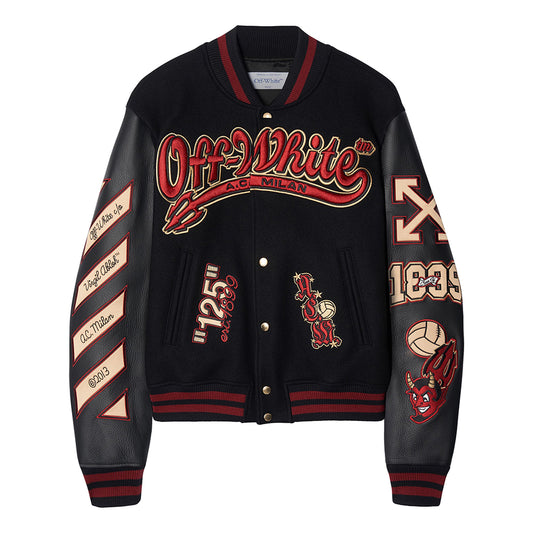 Stars Wool Blend & Leather Varsity Jacket