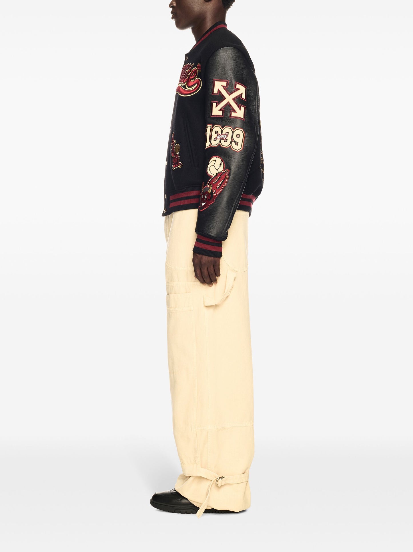 Stars Wool Blend & Leather Varsity Jacket