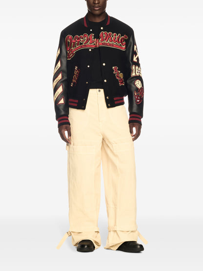 Stars Wool Blend & Leather Varsity Jacket