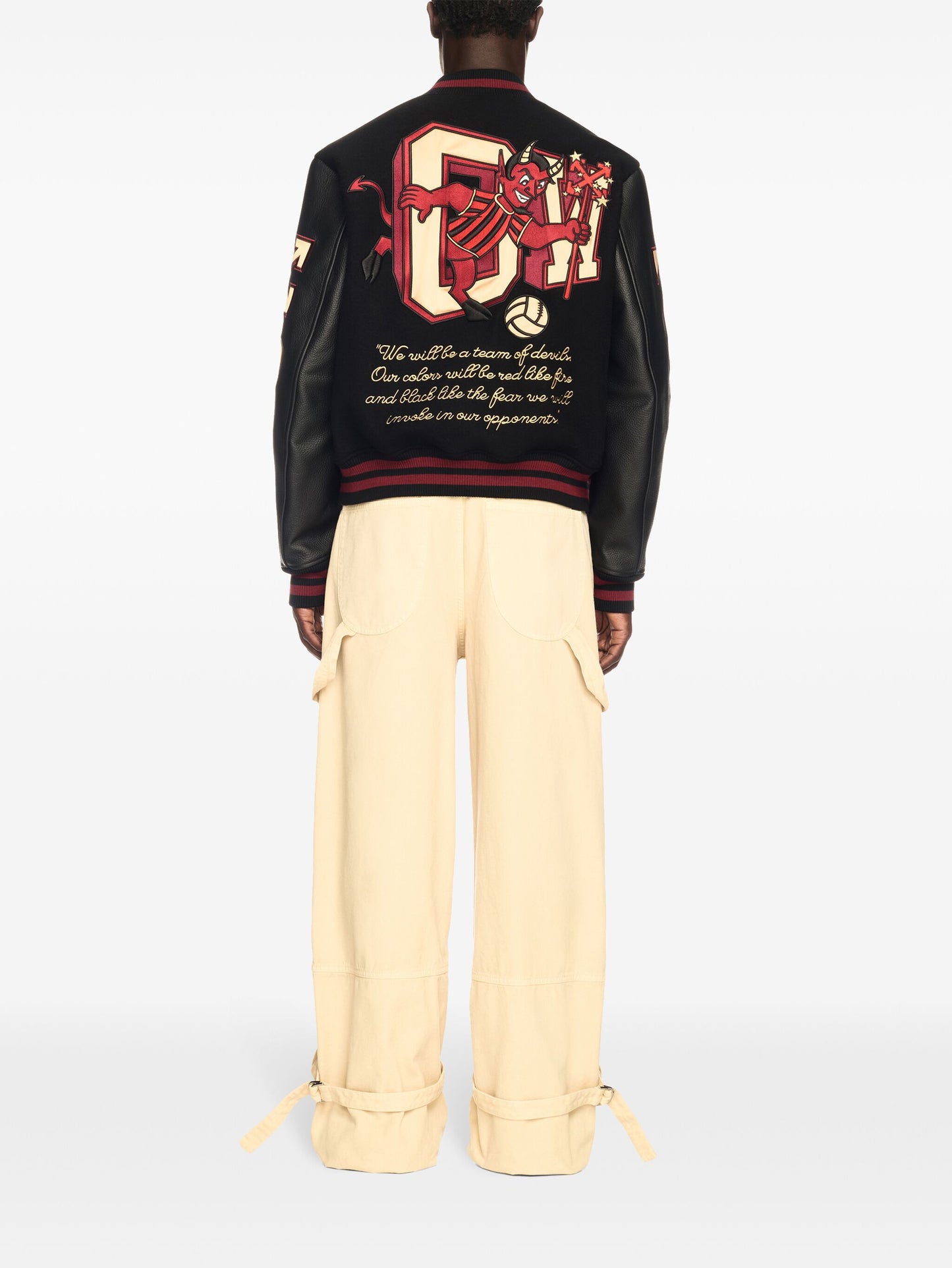 Stars Wool Blend & Leather Varsity Jacket