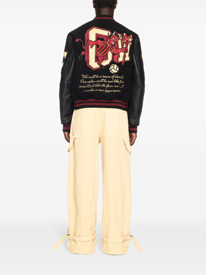 Stars Wool Blend & Leather Varsity Jacket