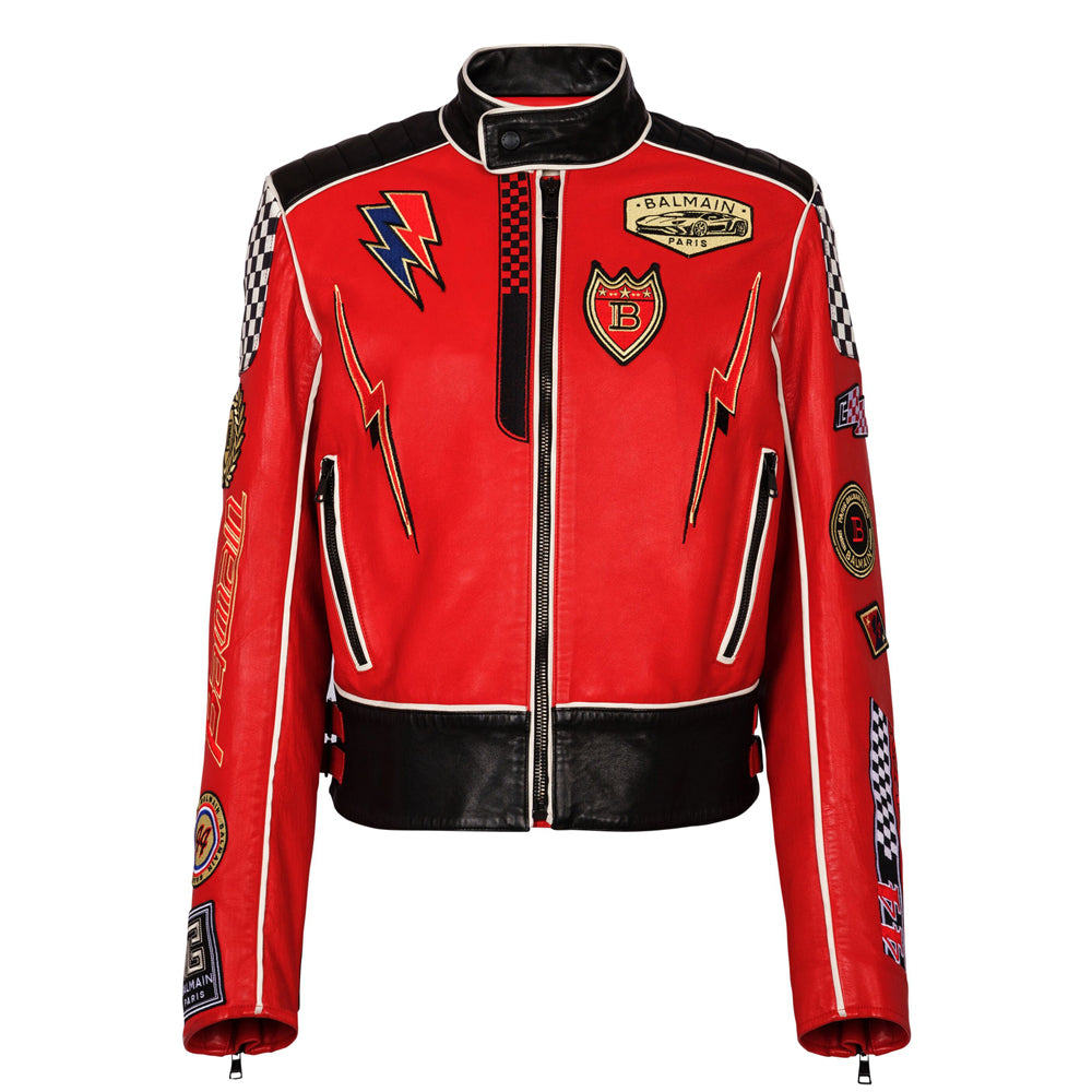 Lämmchenlederjacket Bal-Men Racing Patches