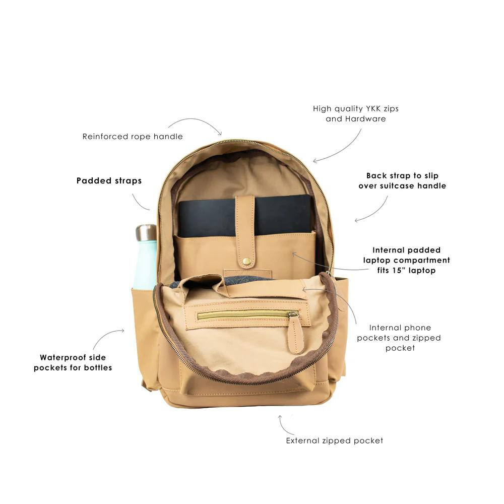 Camel Leather Backpack For Professionals