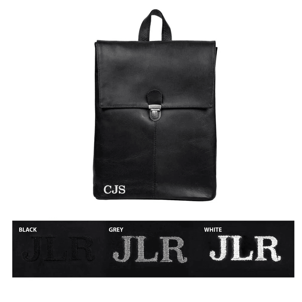 clip backpack leather Black Premium Leather Bag Clip Up Backpack, With Customization Options