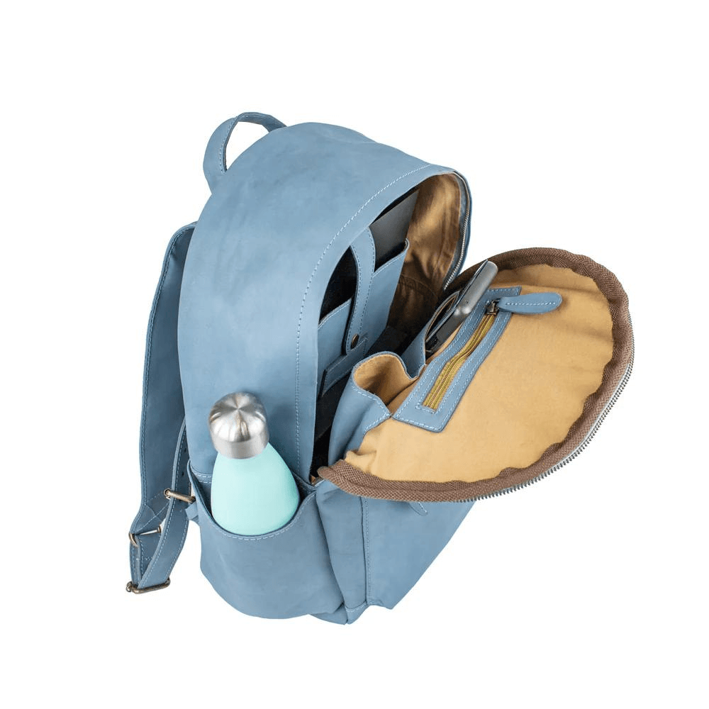 blue bird leather backpack Suede Backpack For Men | 16" Laptop Backpack | Suede Backpack For Women | Blue Suede College Backpack