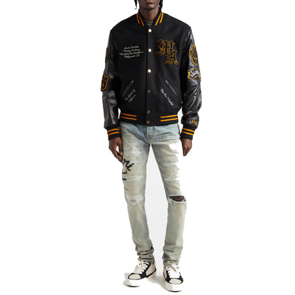 Lion Varsity Mixed Media Bomber Jacket