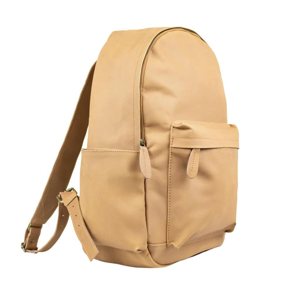 Camel Leather Backpack For Professionals