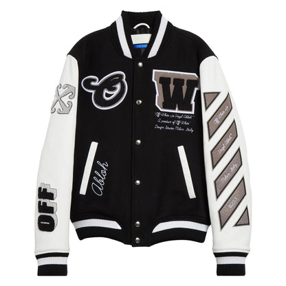 Leather & Virgin Wool Blend Varsity Jacket