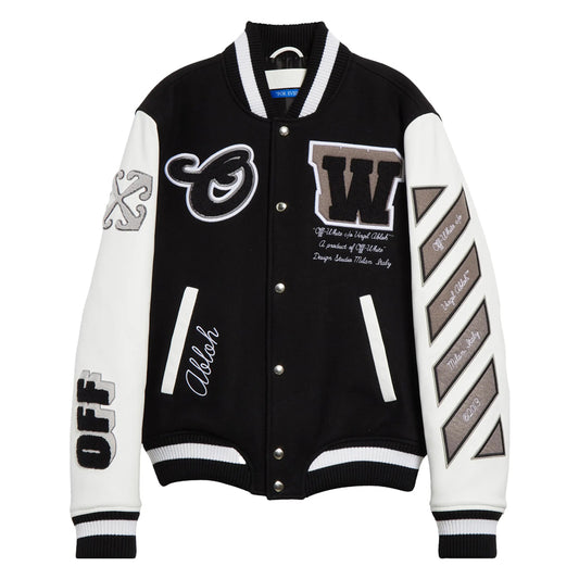 Leather & Virgin Wool Blend Varsity Jacket