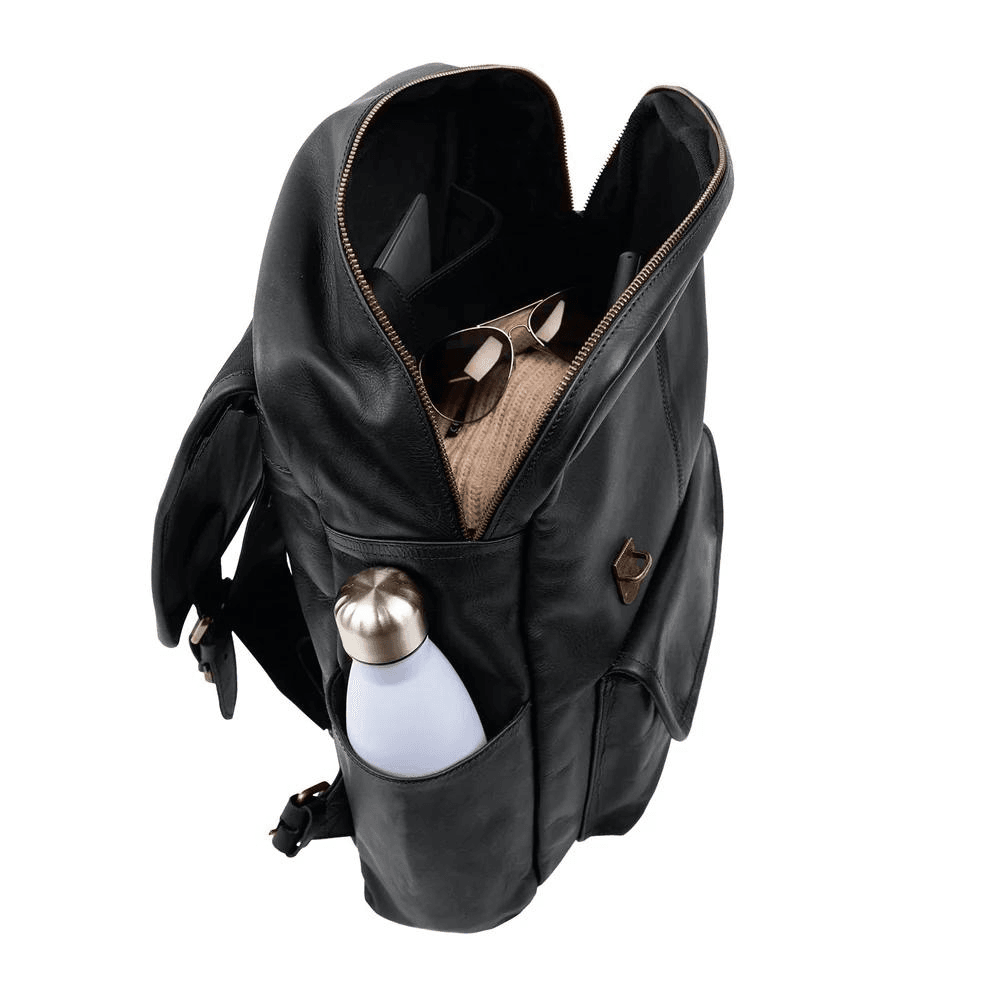 black leather square backpack Square Black Leather Backpack – CoreFlexInd