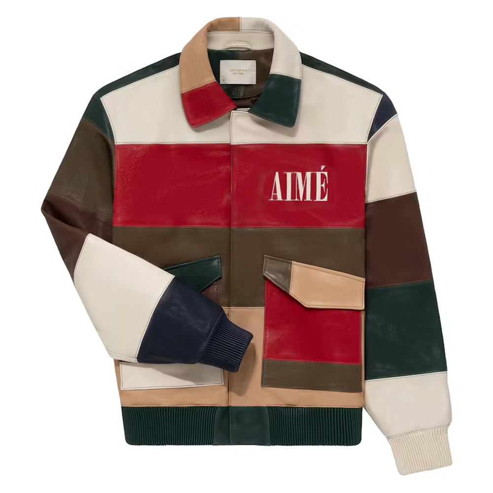 ALD Paneled Leather Bomber Jacket Multicolor