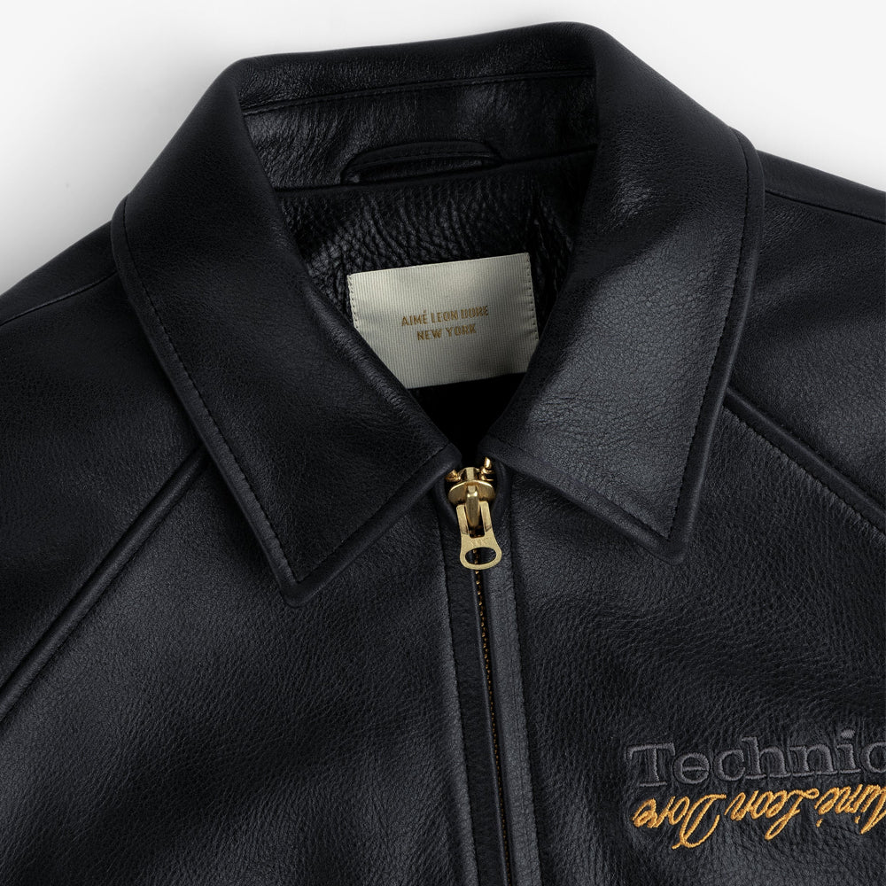 ALD Technics Varsity Leather Jacket Black