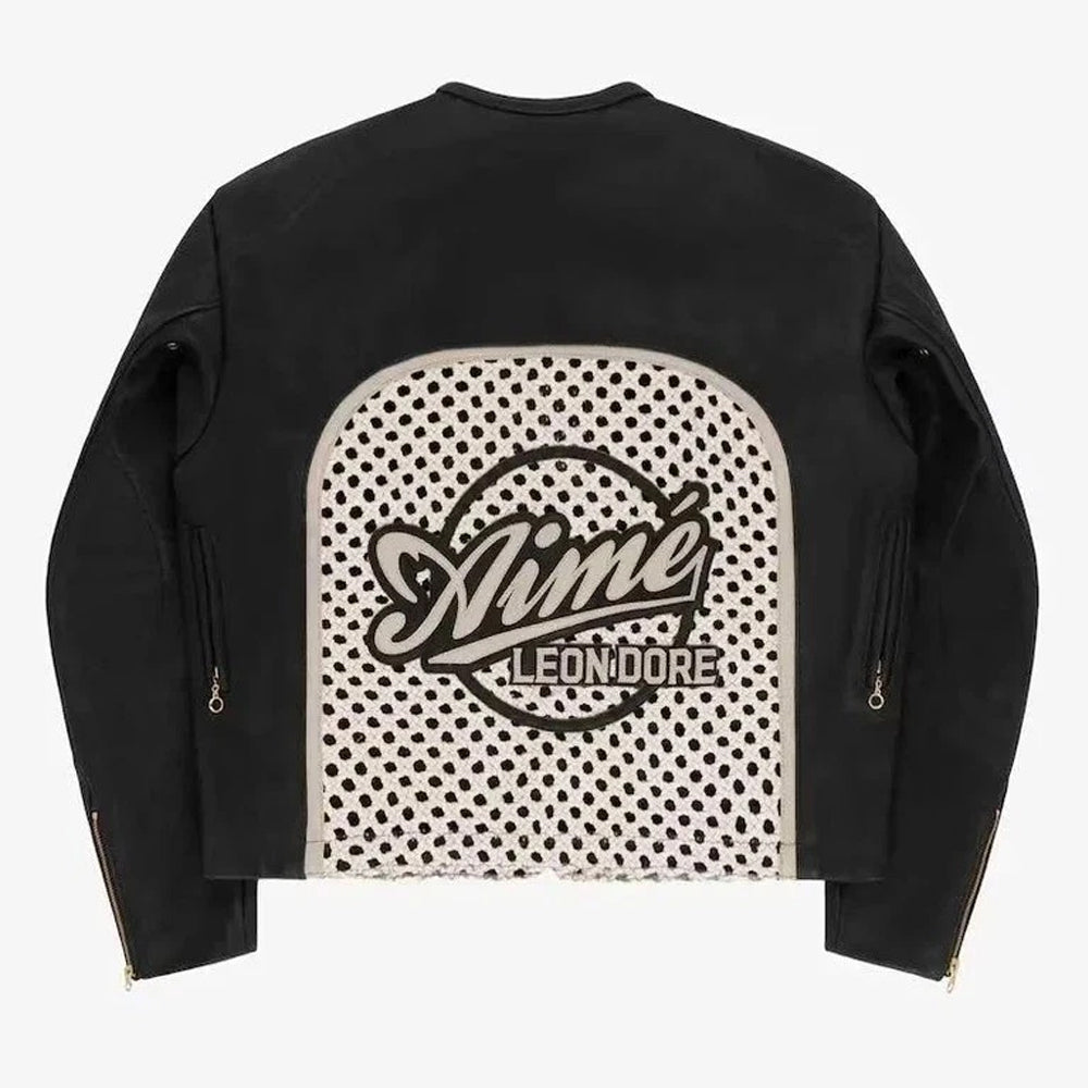 ALD x Raffia Leather Jacket Bone genuine cowhide racing jacket