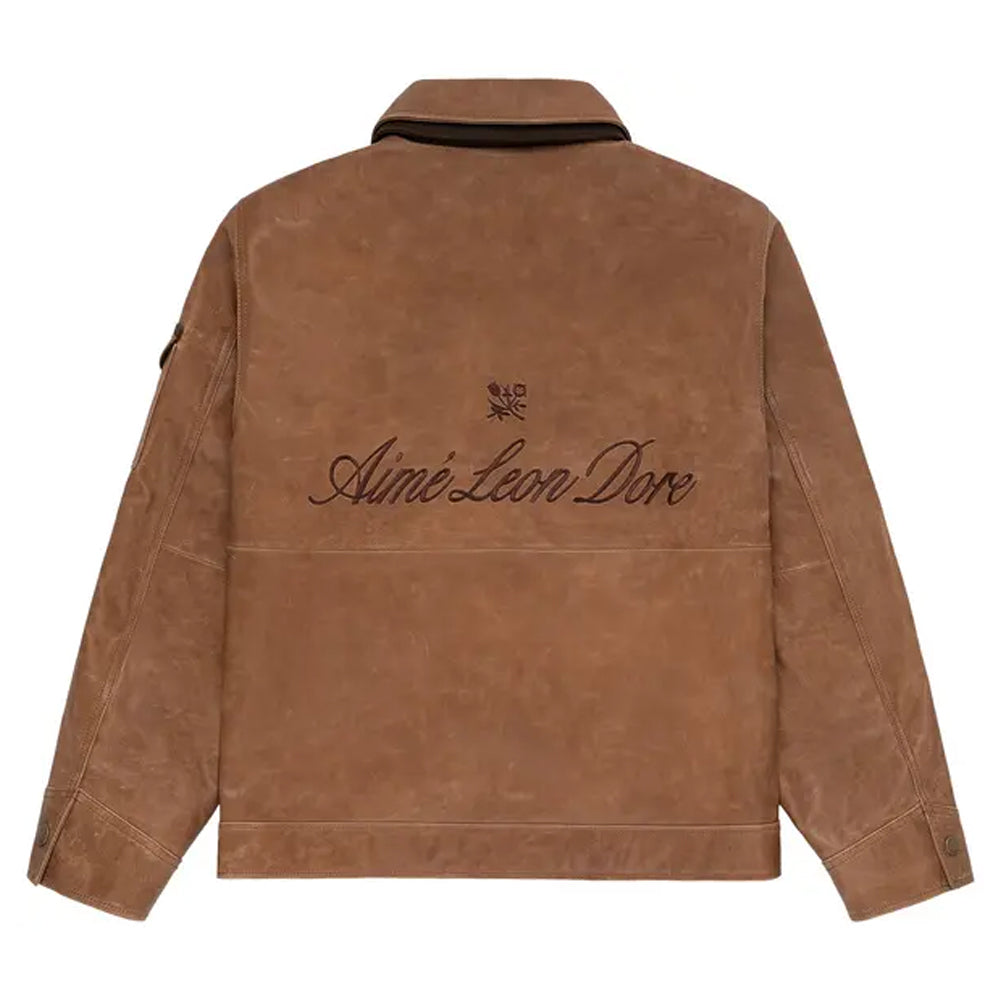 AML Leather Aviator Jacket Brown