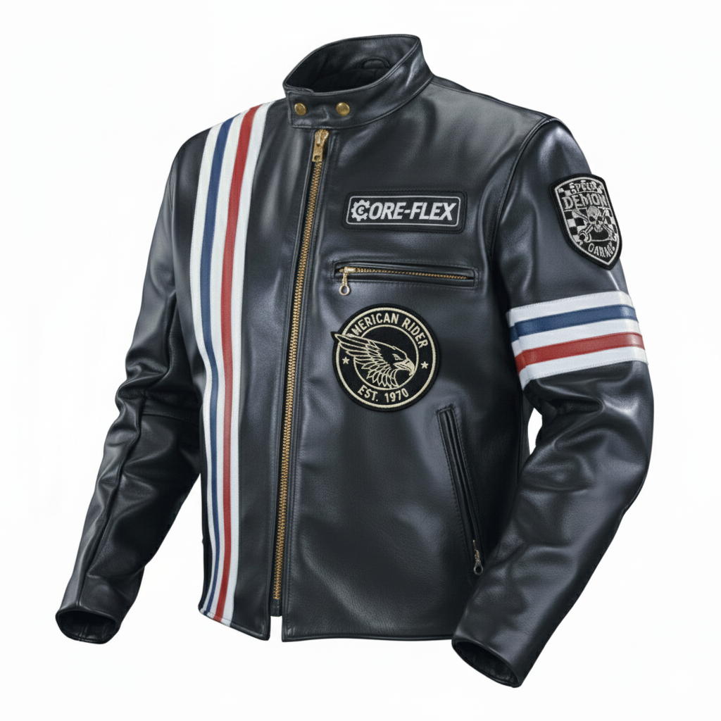 America Jacket Black Leather Biker Jacket