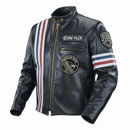 America Jacket Black Leather Biker Jacket