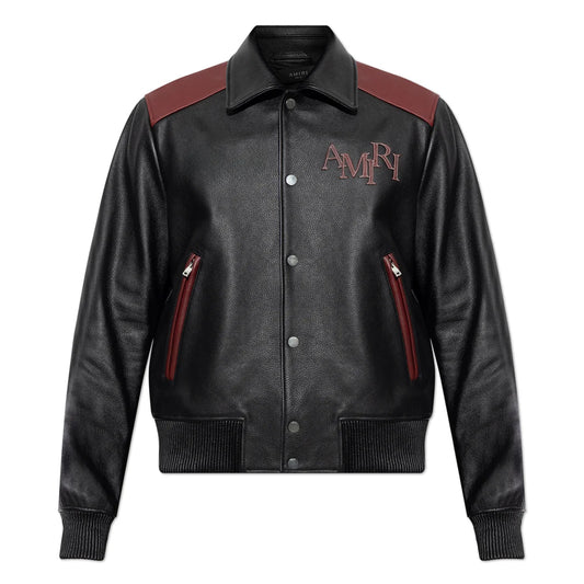Men Logo Patch Leather Jacket
