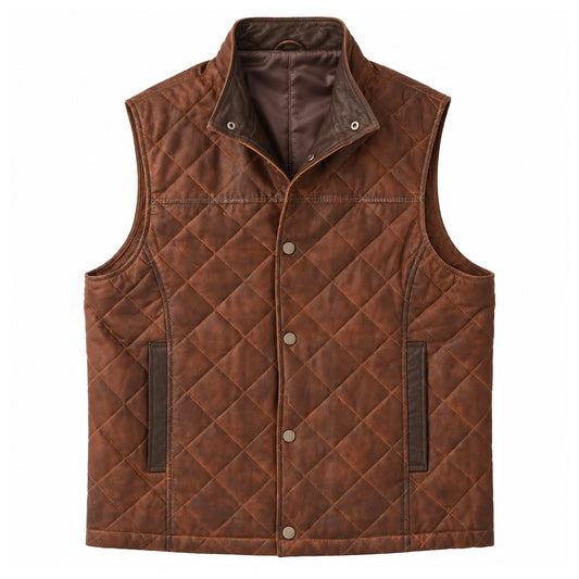 Beaver Creek lightweight leather vest for men made from 100% goat suede with a waxed finish