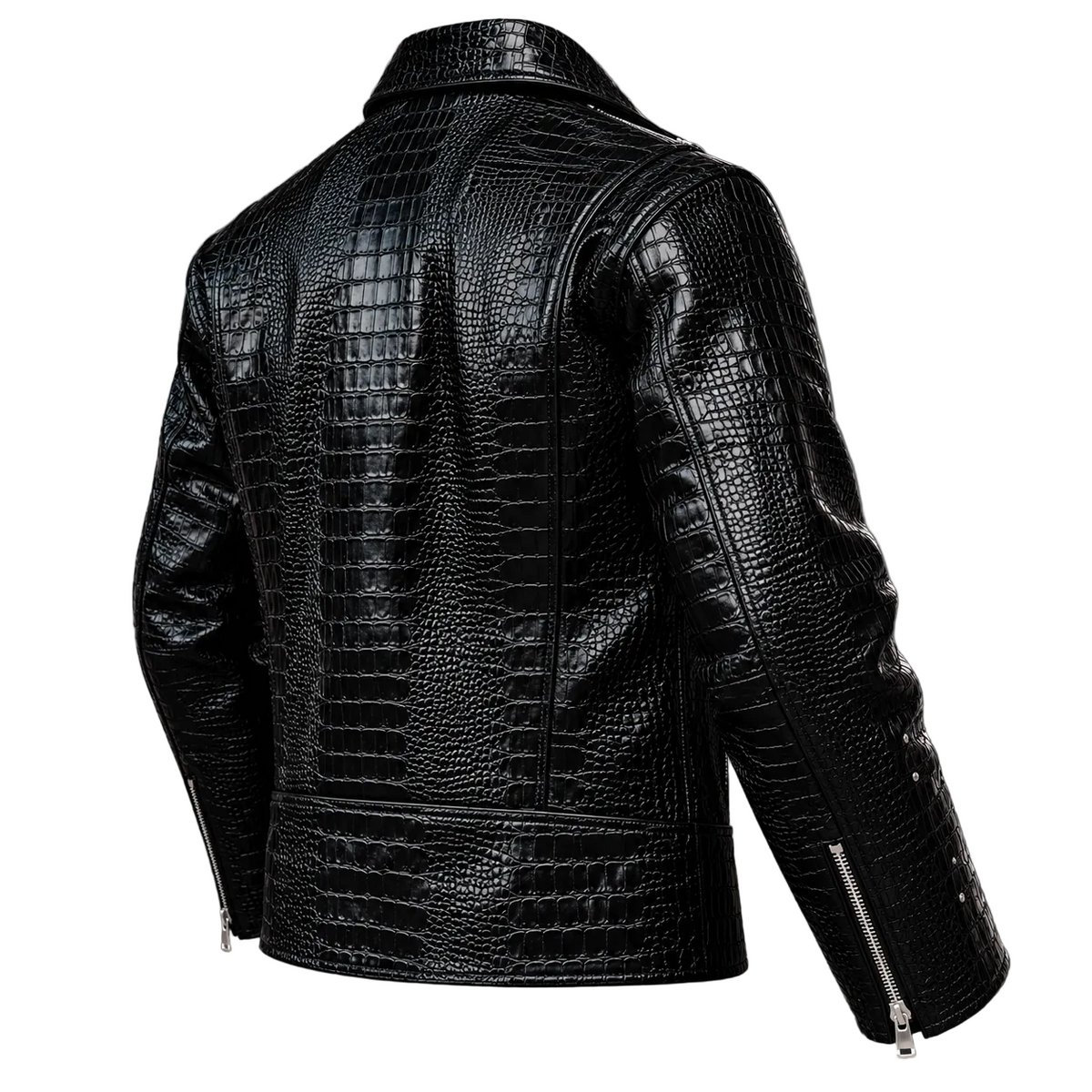 Black Crocodile Leather Jacket