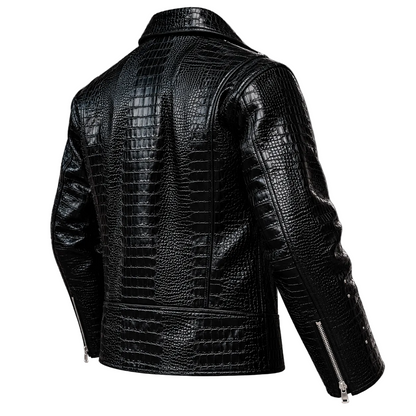 Black Crocodile Leather Jacket