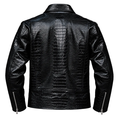 Black Crocodile Leather Jacket