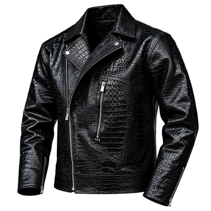 Black Crocodile Leather Jacket
