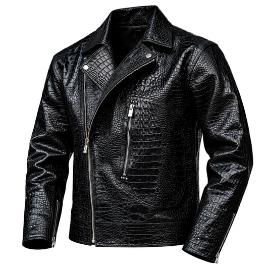 Black Crocodile Leather Jacket