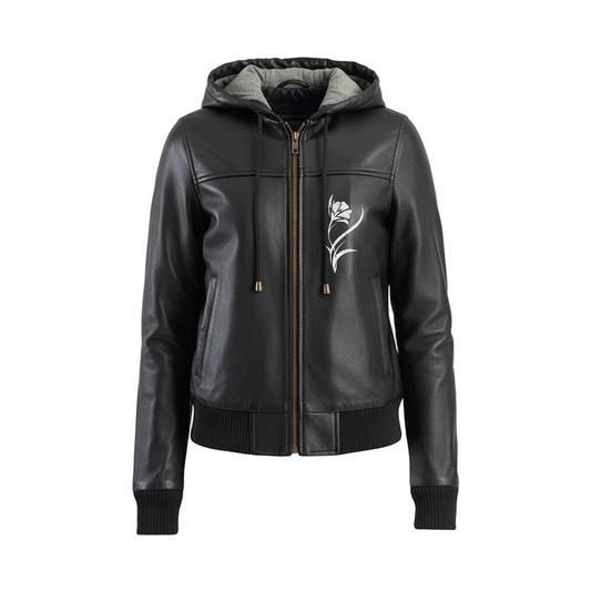 Black Flower Women Embroidery Jacket-1-CoreFlexInd