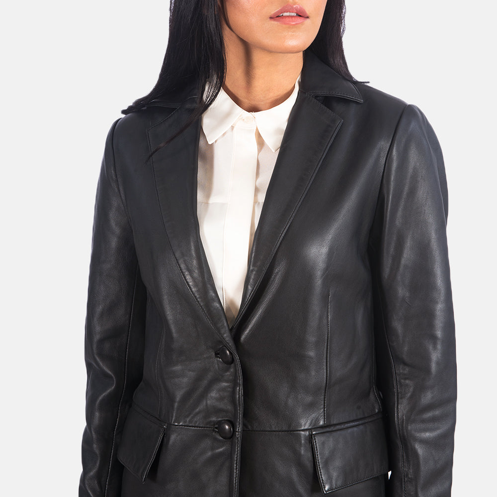 Black Leather Blazer Womens