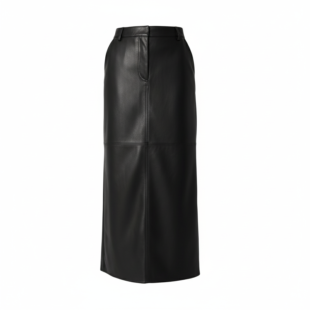 Black leather skirt on a white background