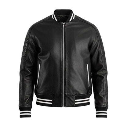 سترة جامعية جلدية سوداء 