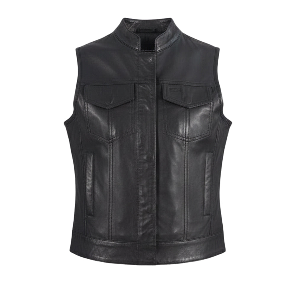 Black Leather Vest Womens