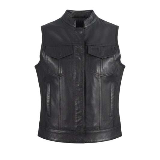 Black Leather Vest Womens