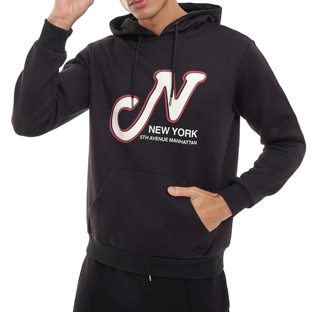 Black Print Detail Hoodie - CoreFlexInd