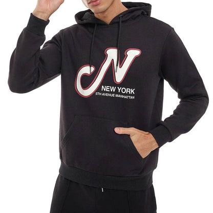 Black Print Detail Hoodie - CoreFlexInd