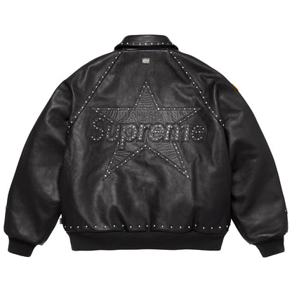 Black Rhinestones Leather Simon Jacket