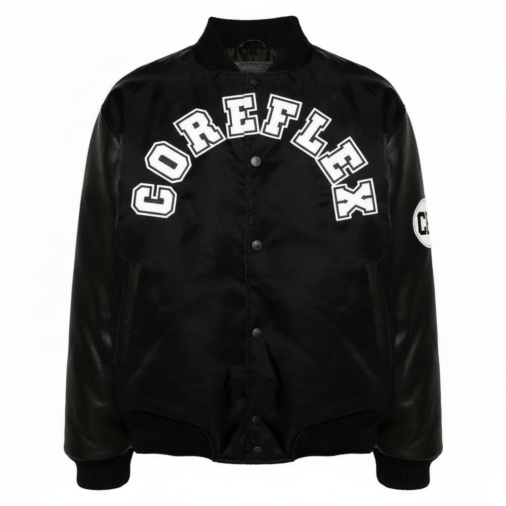 Black jacket with 'COREFLEX' text on a white background