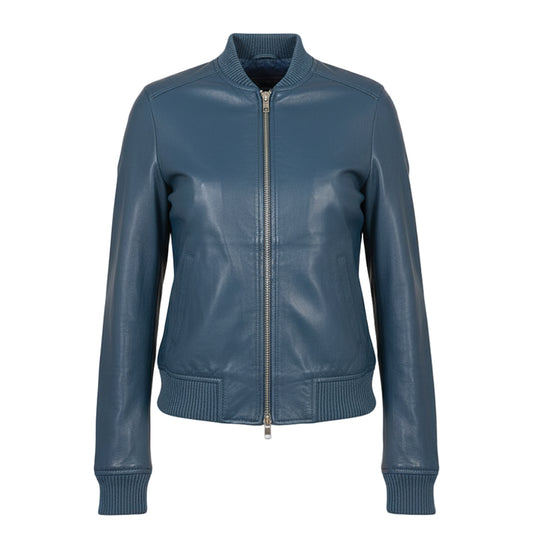 سترة جلدية زرقاء